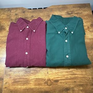Bundle Polo Ralph Lauren Shirt Mens Large Classic Fit Burgundy Green Long Sleeve